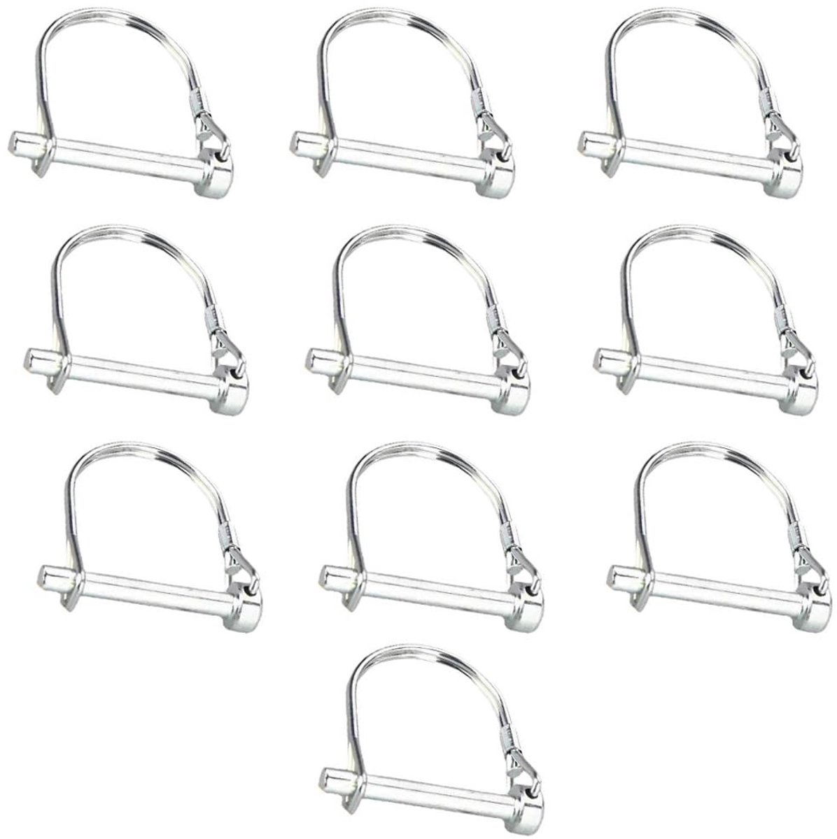 Dailygoods- Draadborgpen Set van 10 - D-vormige Veiligheidskoppelpennen - Koolstofstaal - Slijtvast - Roestbestendig - 8 x 80 mm - Borgpen