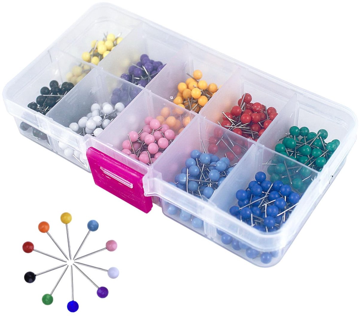 Dailygoods- Nagelspelden 500 stuks - Kunststof/staal - 1/8 inch - Kleurrijk - Punaises - Praktische set voor organisatie