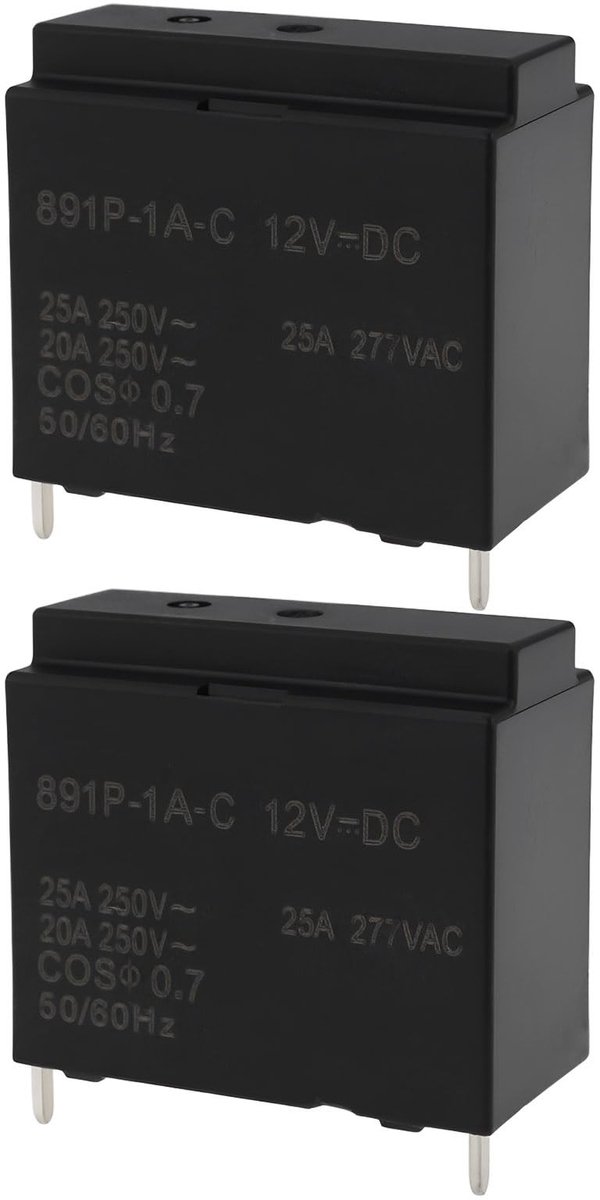 Dailygoods- Relais 4-Pins 12V DC - Geschikt voor Koelkast/Wasmachine/Droger - Universele Specificatie - Veilig Solderen - Model 891P-1A-F-C - Schakelaar