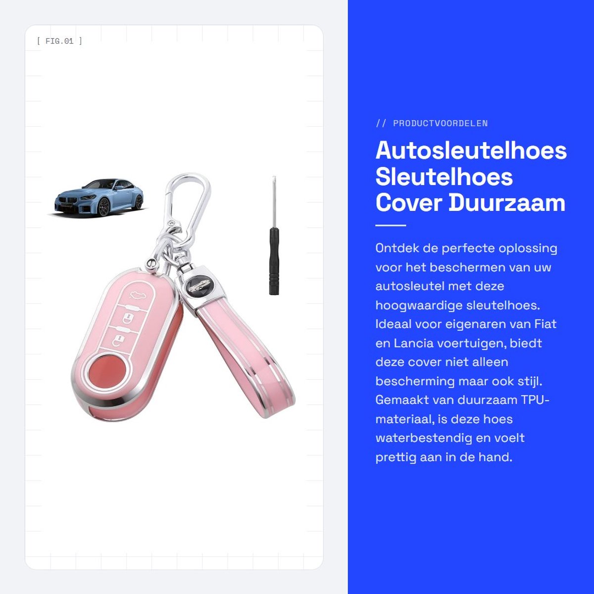 Dailygoods- Sleutelhoes Waterdicht - Sleutelhoesje TPU - Sleutelcover - Beveiligd - 3 Knoppen - Bescherming tegen Krassen