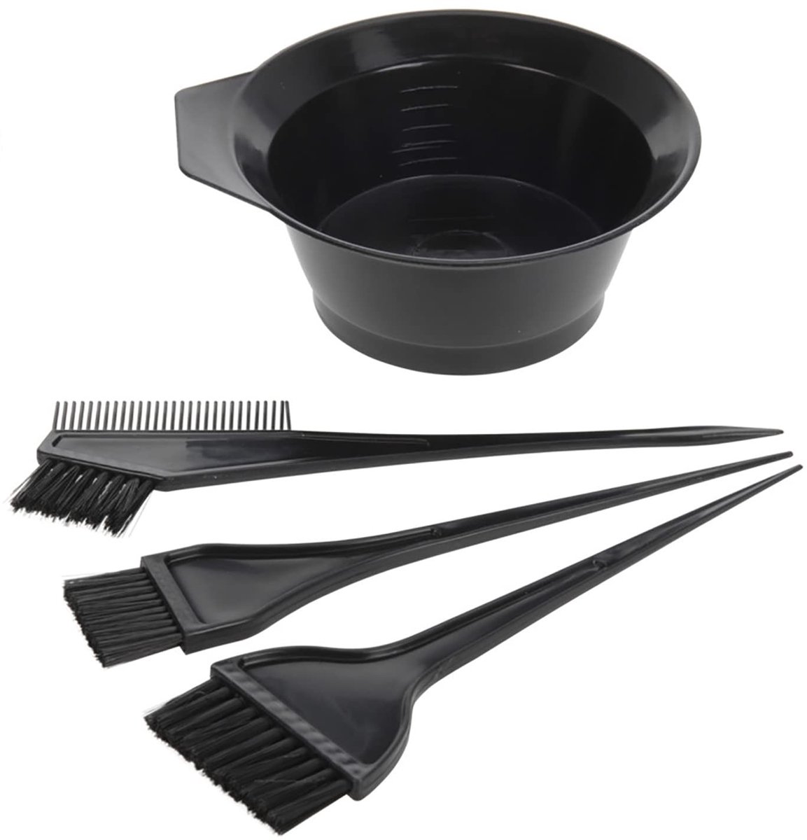 Dailygoods- Haarverfset 4-delig - Verfschaal - Smalle/Brede Haarkleurkwast - Dubbelzijdige Kwast/Kam - Zacht Nylon - Gemakkelijk Afwasbaar - Haarkleurset