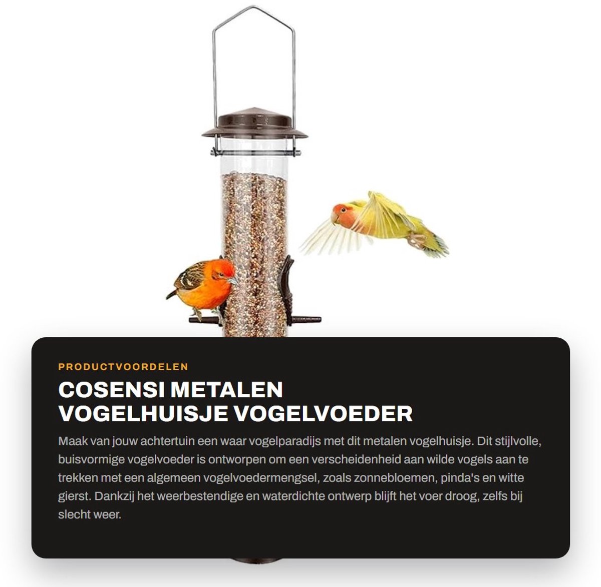 Dailygoods- Vogelhuisje Metalen Buisvormig - Vogelvoederhuisje - Weerbestendig - Eekhoornbestendig - 6 Poorten - Ideaal Voor Aantrekken Van Vogels - Voederhuis