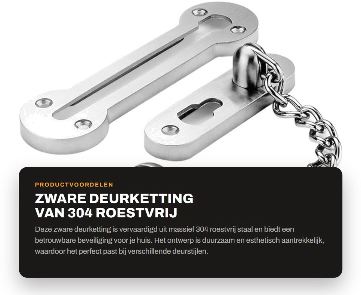 Dailygoods - Zware Deurketting van 304 Roestvrij Staal voor Beveiliging