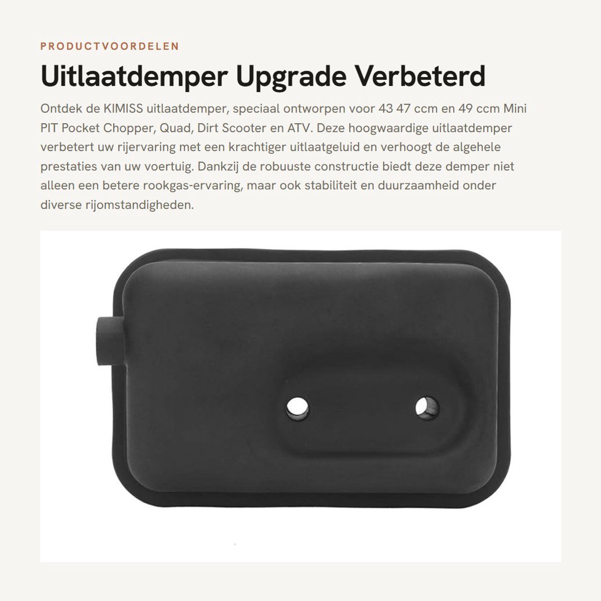 Dailygoods- Uitlaatdemper Rookuitlaatgas-upgrade - Mini PIT Pocket Chopper - 43/47/49 ccm - Stabiele prestaties - Hoogwaardige materialen - Lange levensduur - Uitlaat