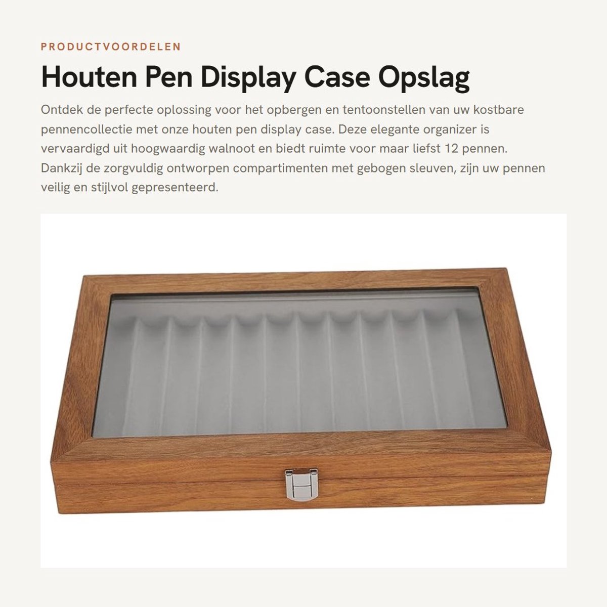 Dailygoods- Pennenbox voor 12 Pennen - Houten Opbergdoos - Organizer met 12 Pennenleuven - Cadeau voor Vader/Vriend - Duurzaam en Schokbestendig - Langdurig Gebruik - Pennendisplay