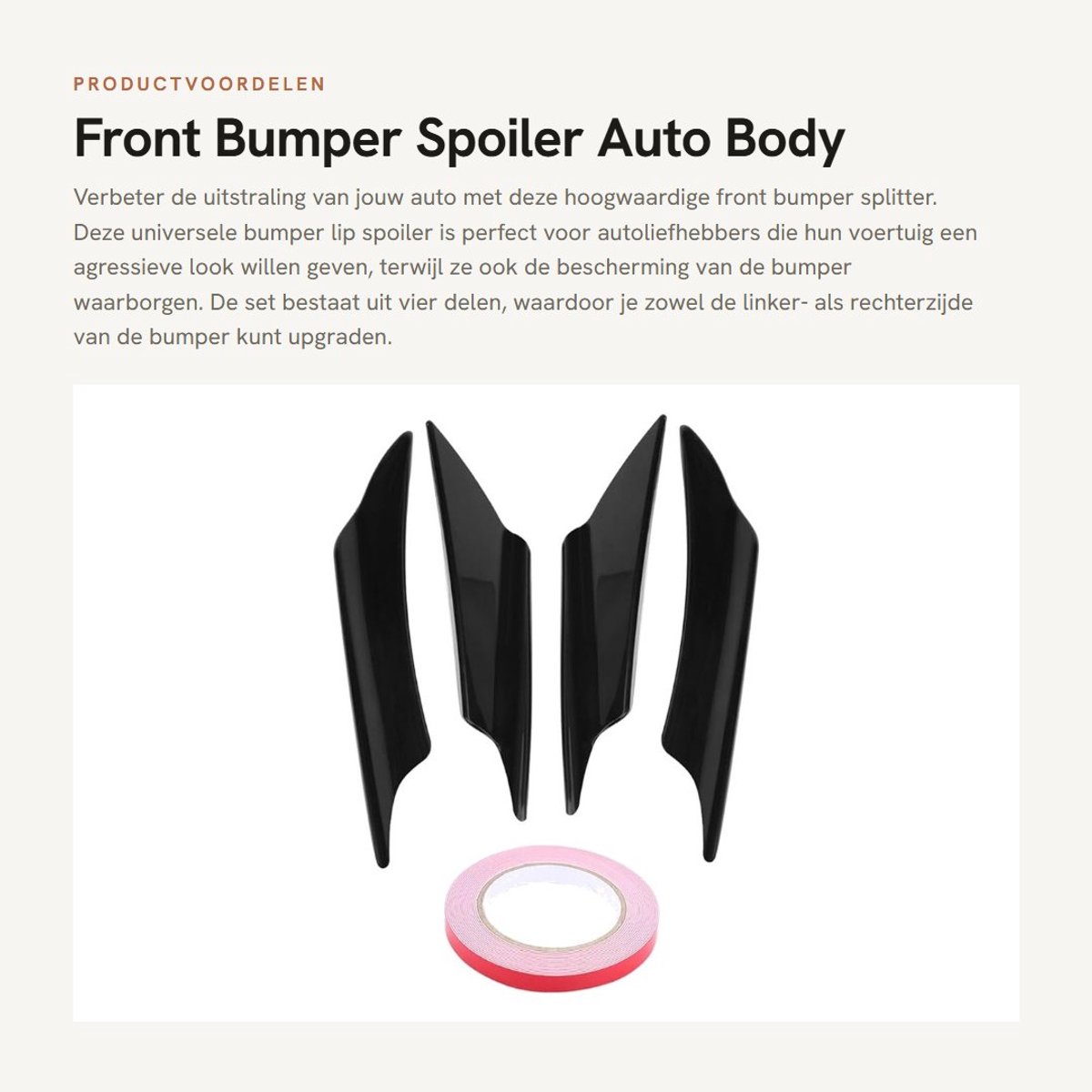 Dailygoods- Voorbumper Splitter - 4 Stuks Set - ABS-kunststof - Auto Body Spoiler - Bescherming - Agressieve Look - Bumperlip