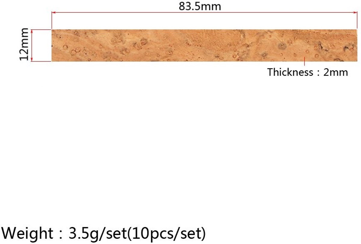 Dailygoods- Saxofoonkurken 10 Stuks - Natuurlijke Kurk - Soprano/Tenor/Alto - Afdichting - Slijtvastheid - Flexibiliteit 83,5x12x2mm - Saxofoononderdelen