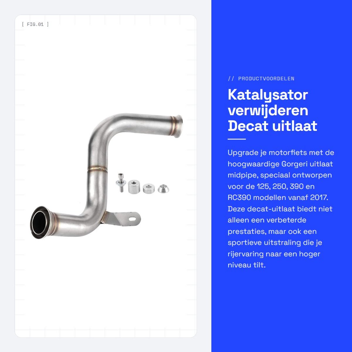 Dailygoods - Katalysator verwijderen - Decat uitlaat - Roestvrij staal - Midpipe modificatie - Geschikt voor 125 250 390 RC390 - Motorfiets uitlaat