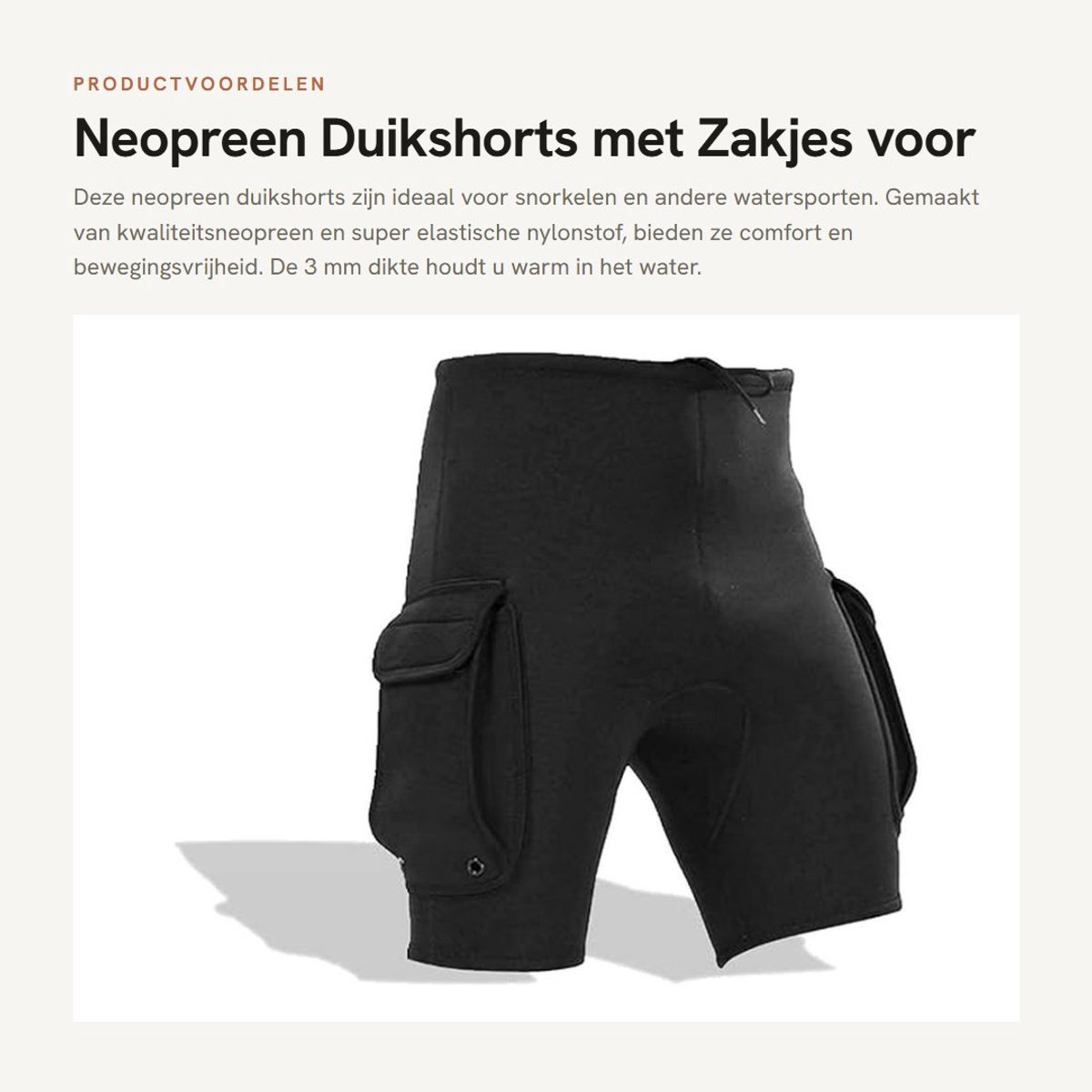 Dailygoods- Duikbroek 3 mm Neopreen - Heren Snorkelshorts - Korte Duikbroek - Dubbele Zak - Ademend en Comfortabel - Ergonomisch Ontwerp - Duikshorts
