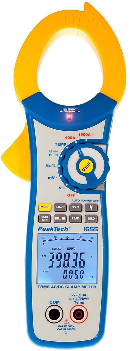 Stroomtang - Digitale multimeter - Stroom meten - True RMS metingen - 1500A AC/DC - Zwart
