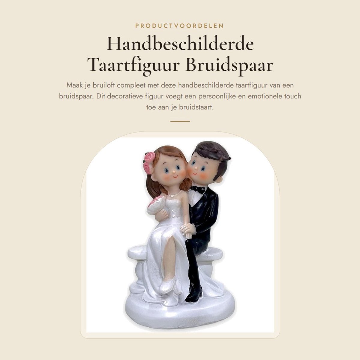 Dailygoods- Taartfiguur Bruidspaar - Handbeschilderd - Decoratieve Figuren - Bruiloft - Tafel - Polyhars - Bruidstaarttopper