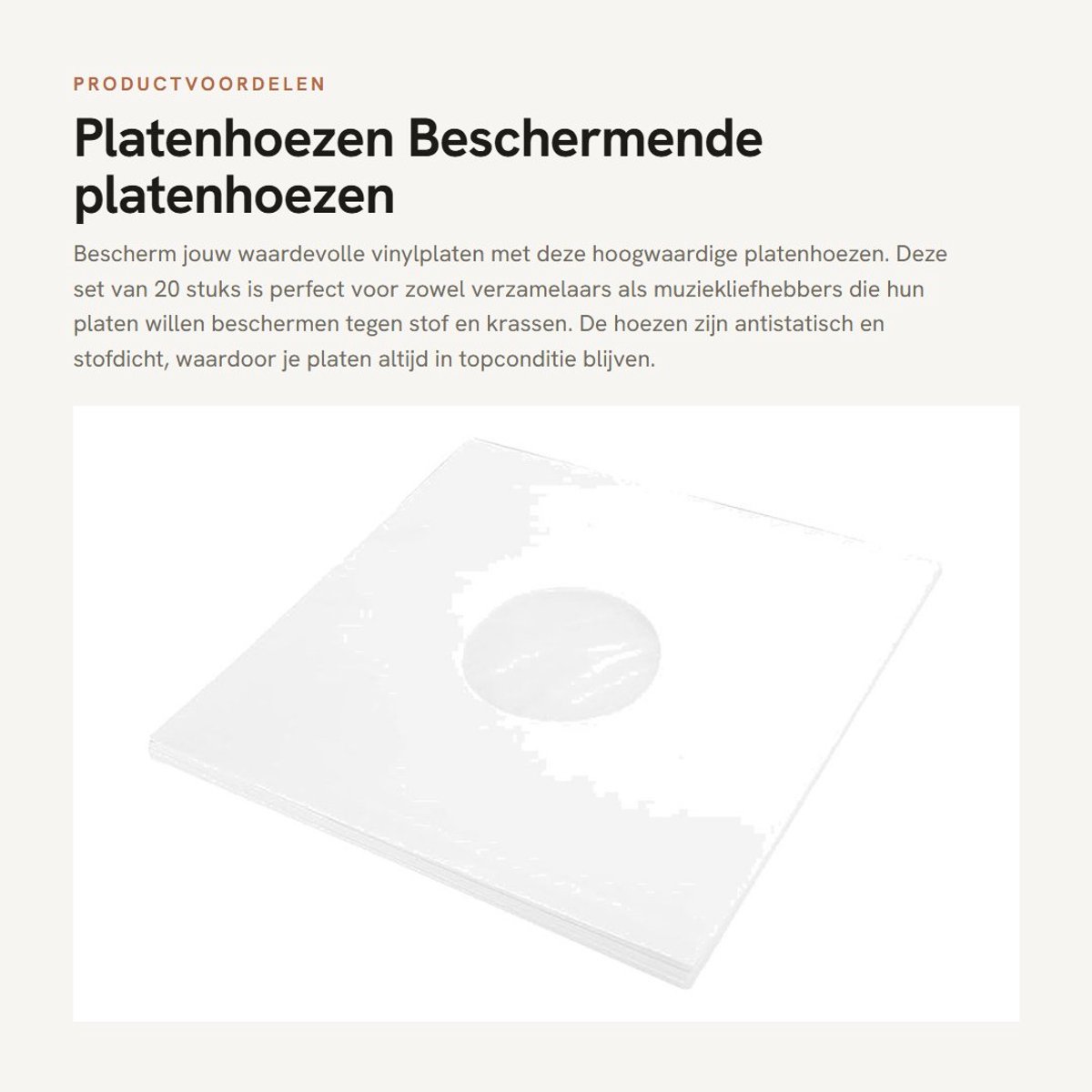 Dailygoods- Platenhoezen 20 Stuks - Beschermhoezen Vinyl - Antistatisch - Stofdicht - Papier - 12 Inch - Platenzakken