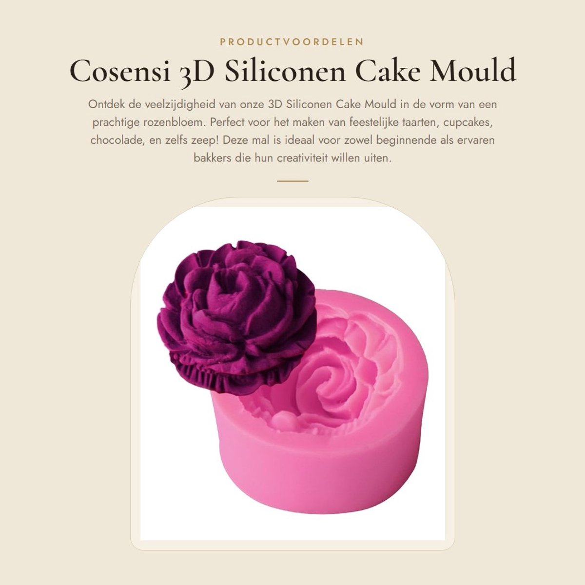 Dailygoods- Cakevorm 3D Roos - Siliconen Bakvorm - Fondant Mal - Snoep/Chocolade Maken - Herbruikbaar - Antiaanbaklaag - Bakmal
