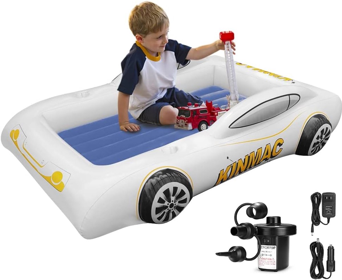Kinder Reisbed - Luchtbed Kind - Comfortabel Slapen - Met Opstaande Randen - 160 x 110 cm - Blauw