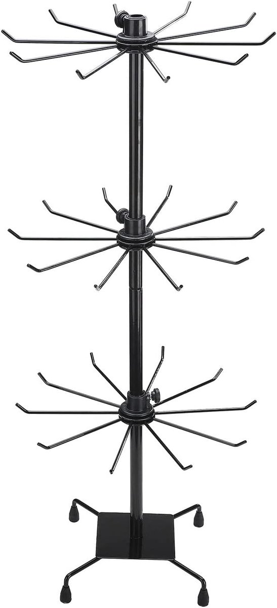 Sieraden Display - Rotatie Toren - Sieraden Presenteren - Drie Lagen - 72 cm Hoog - Zwart