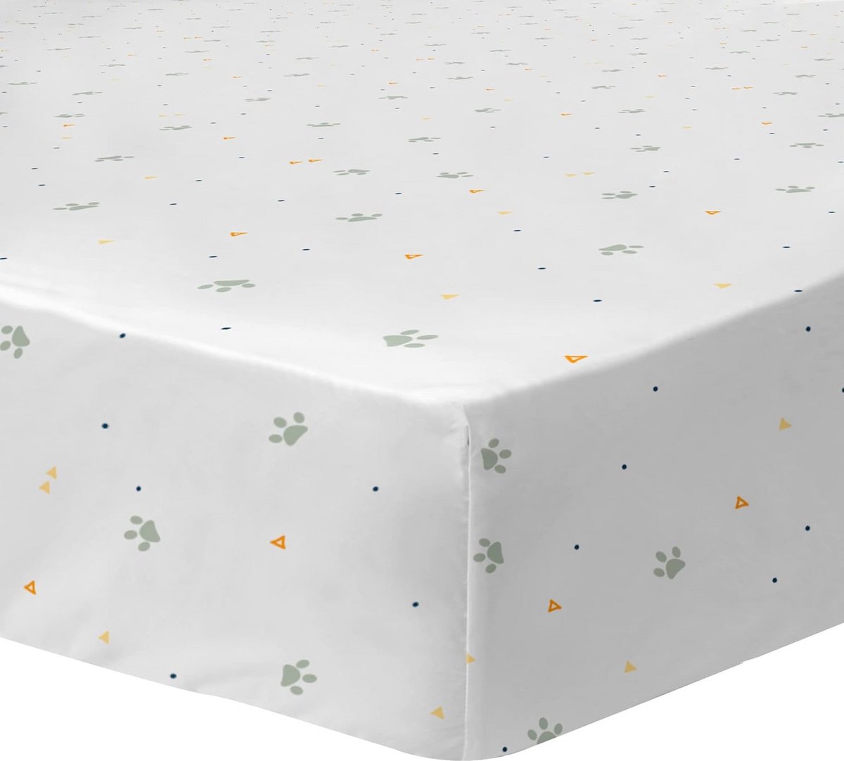 Hoeslaken Kinderen - Jungle Dieren - Zachte Nachten - 100% Katoen - 90 x 190 cm - Kaki Wit