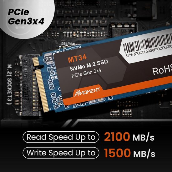 Interne SSD - Opslag Drive - Computer Upgrade - NVMe PCIe Gen3x4 - 1TB - Zwart — afbeelding 3