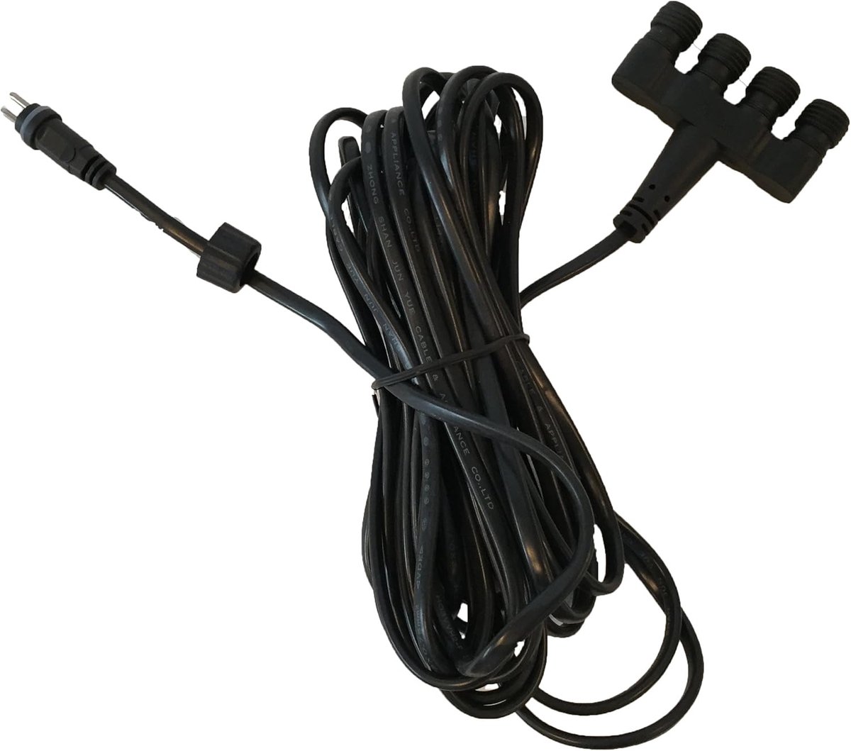 Verdeler met Kabel - 4-voudige Splitter - Buitenverlichting Aansluiten - Waterdicht IP44 - 50 cm Kabel - Zwart