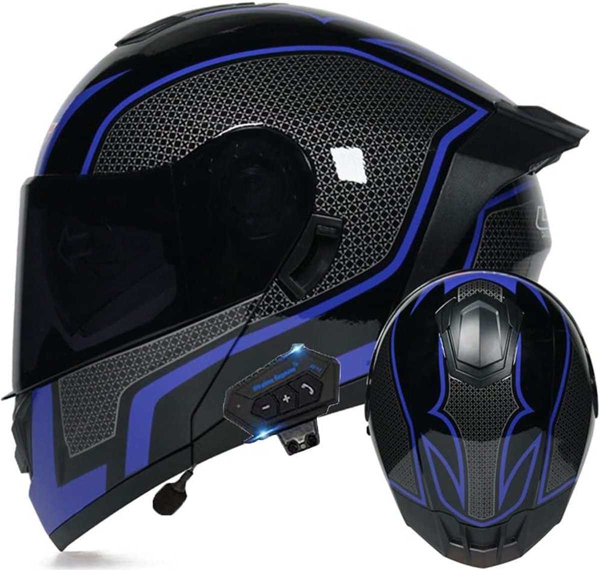 Boxer Helm - Motorhelm - ABS - Bluetooth Communicatiesysteem - Verwijderbare Voering - Voor Motorrijders