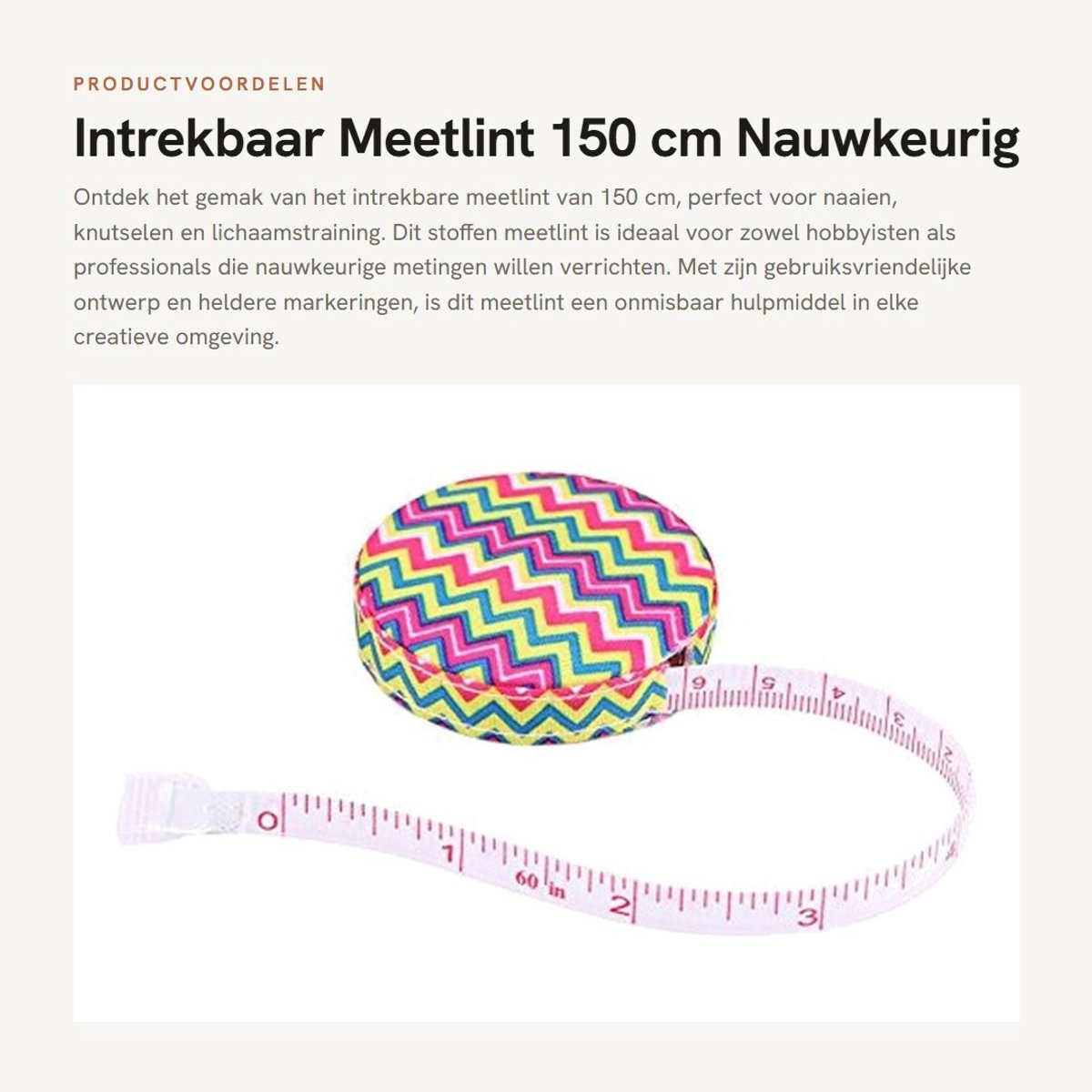 Dailygoods- Meetlint Intrekbaar 150 cm - Meetlint Lichaam - Meetlint Naaien - Meetlint Knutselen - Diameter 5,2 cm - Lichtgewicht 22 gram - Meetband