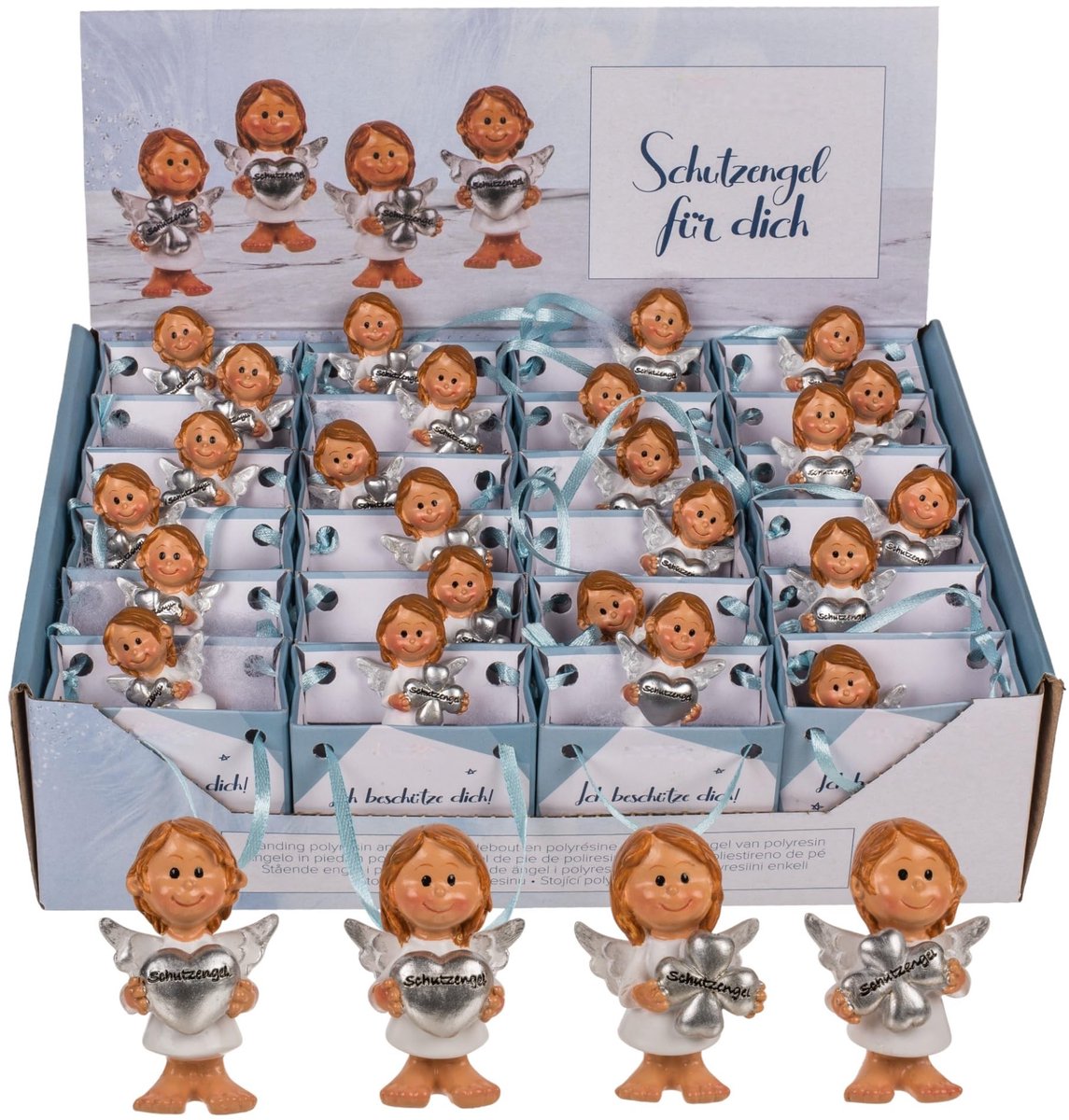 Dailygoods- Beschermengel Set - 24 Stuks Handgeschilderde Engeltjes - Hemelse Geluksbrenger - Miniatuur Boodschappers - Unieke Bescherming - Schattige Geschenkzakjes - Engel