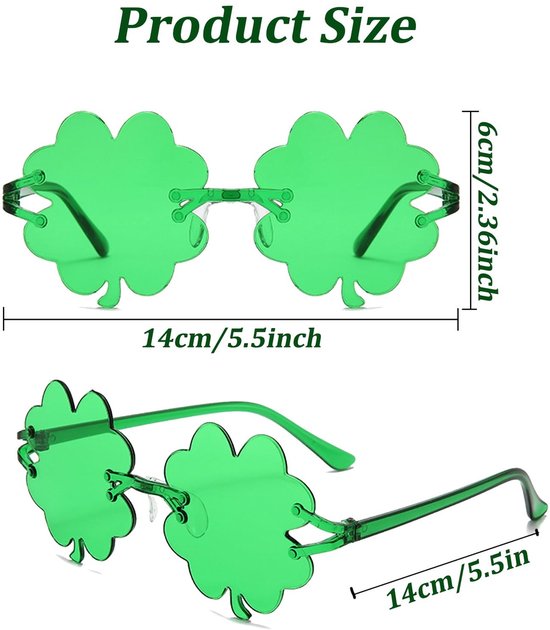 Zonnebril St. Patrick's Day - 10x Groene Klaverblad Zonnebrillen - Kunststof - Feestaccessoires - Duurzaam - Ideaal voor Kinderen en Volwassenen - Feestzonnebril — afbeelding 3