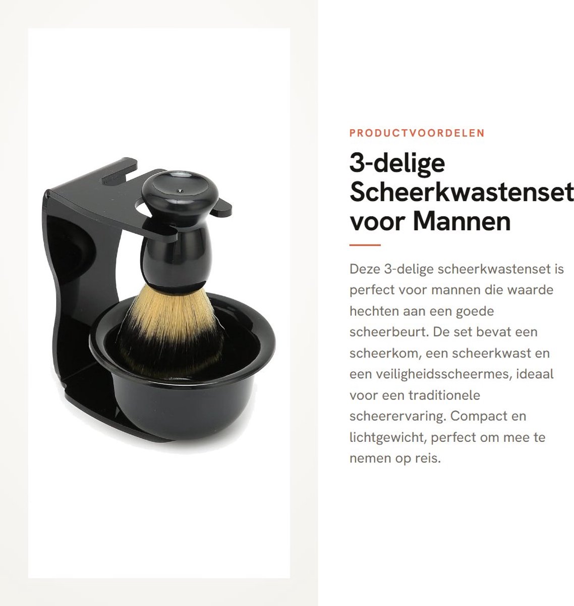 Dailygoods- Scheerset 3-delig - Scheerkwast - Scheerkom - Scheermes houder - Baardverzorging - Lichtgewicht en draagbaar - Baardverzorgingsset
