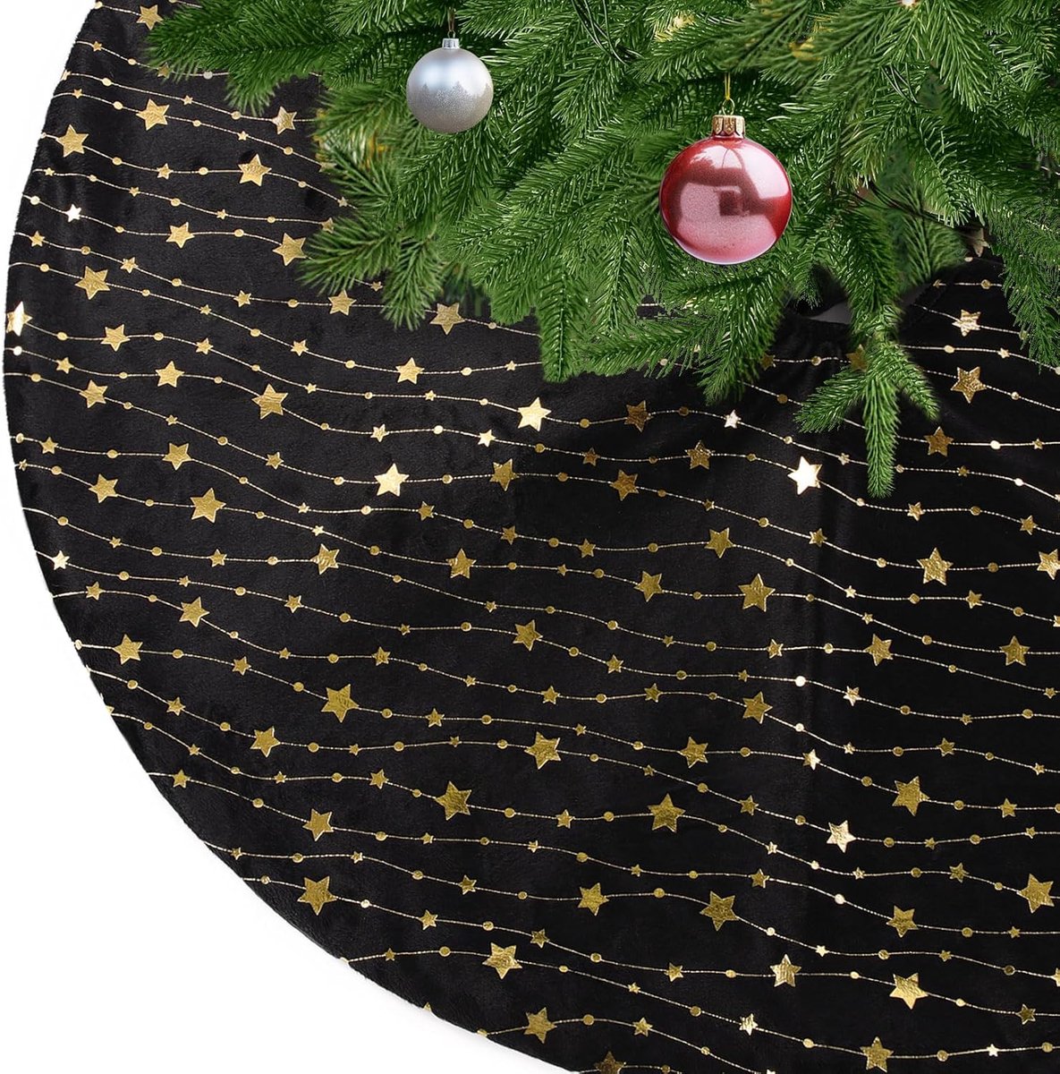 Kerstboomrok - Boommat deken - Feestelijke decoratie - Luxe fluweel - 122 cm diameter - Zwart