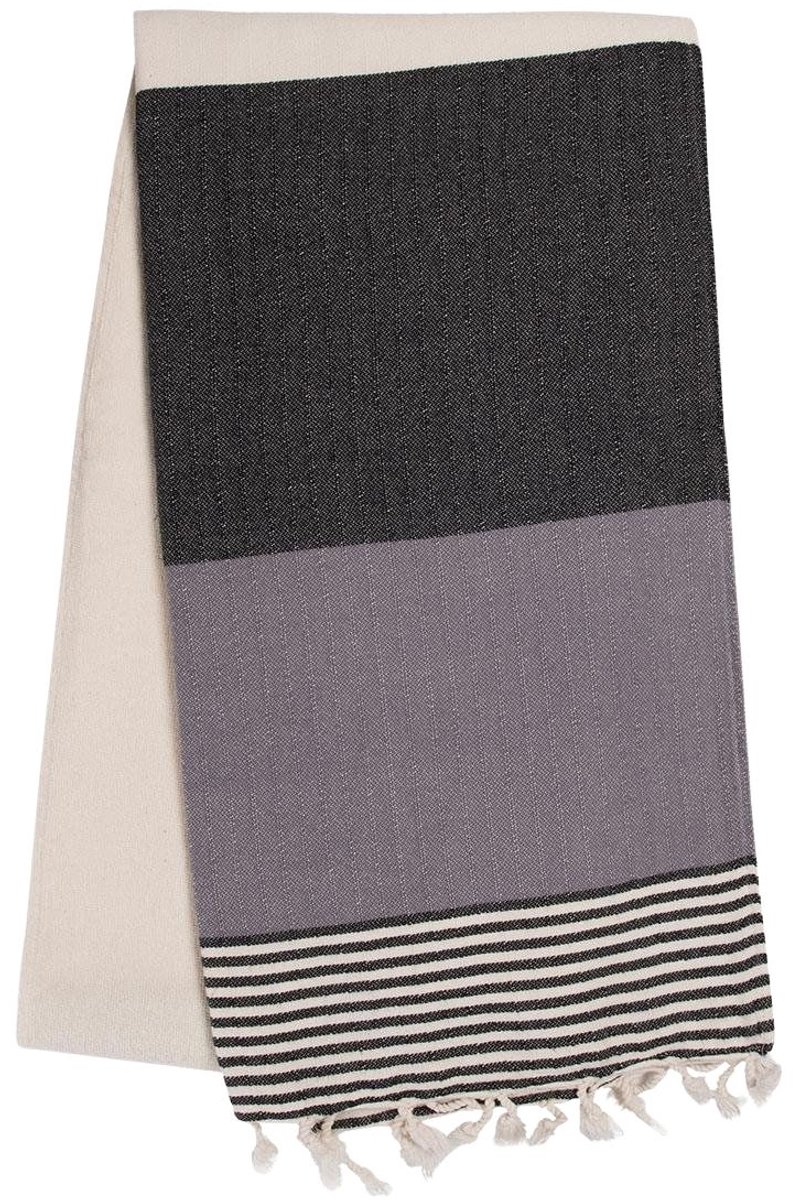 Hamamdoek Sultan Bicolore XL - Black / Dark Grey 220x100cm