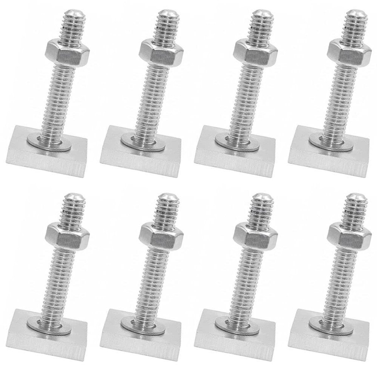 Dailygoods - Stainless Steel Bolts - M6 T-Slot - Sterke bevestiging - Zilver - T-Plier Tool Adapter - Geschikt voor dakdragers - 8 stuks