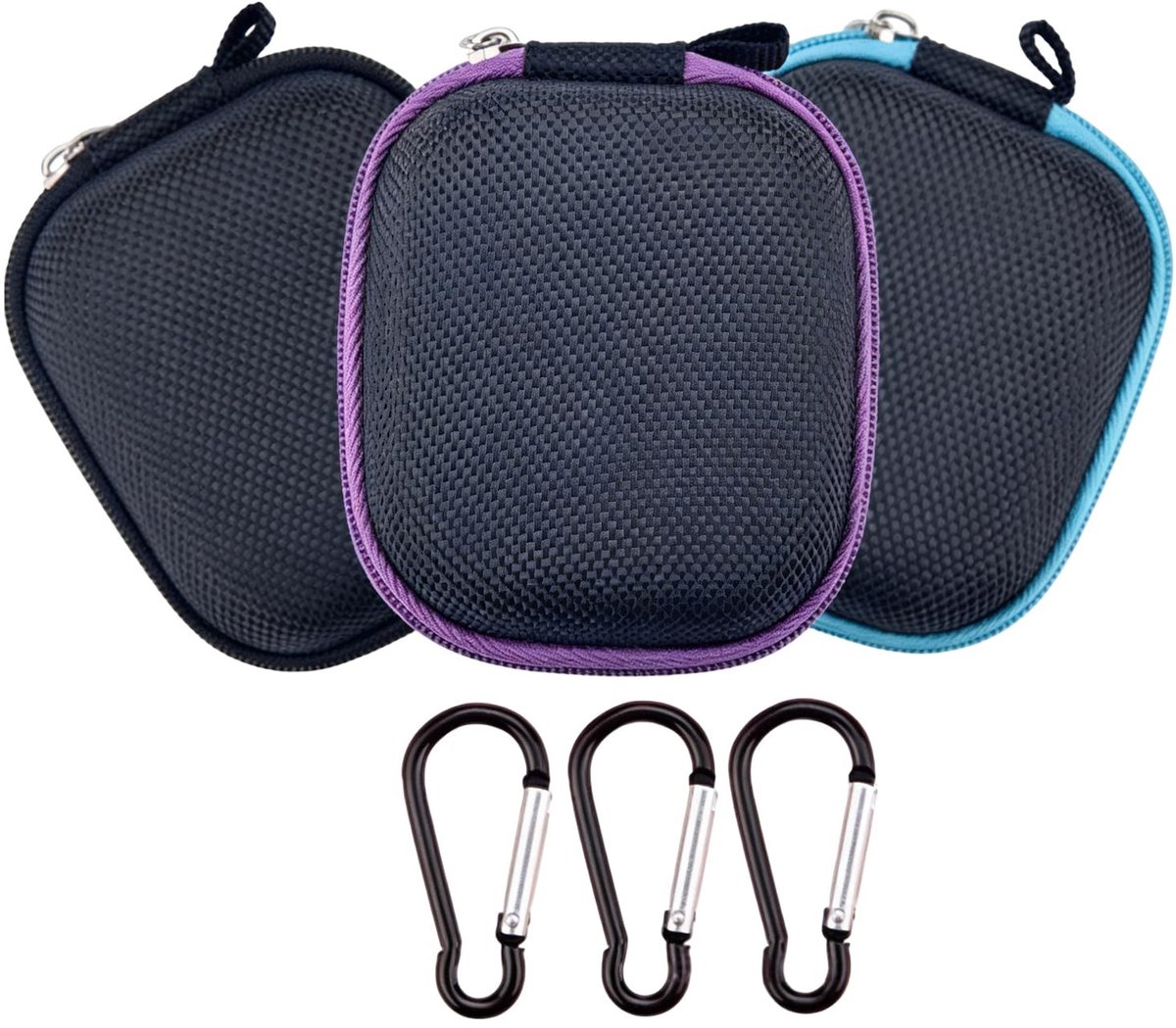 Dailygoods- Essentiële Olie Tas Draagbaar - 3 Stuks - Dubbellaags Organizer - EVA/Nylon - Tot 6 Flessen - Mini Formaat 8x6x3.7cm - Oliehouder