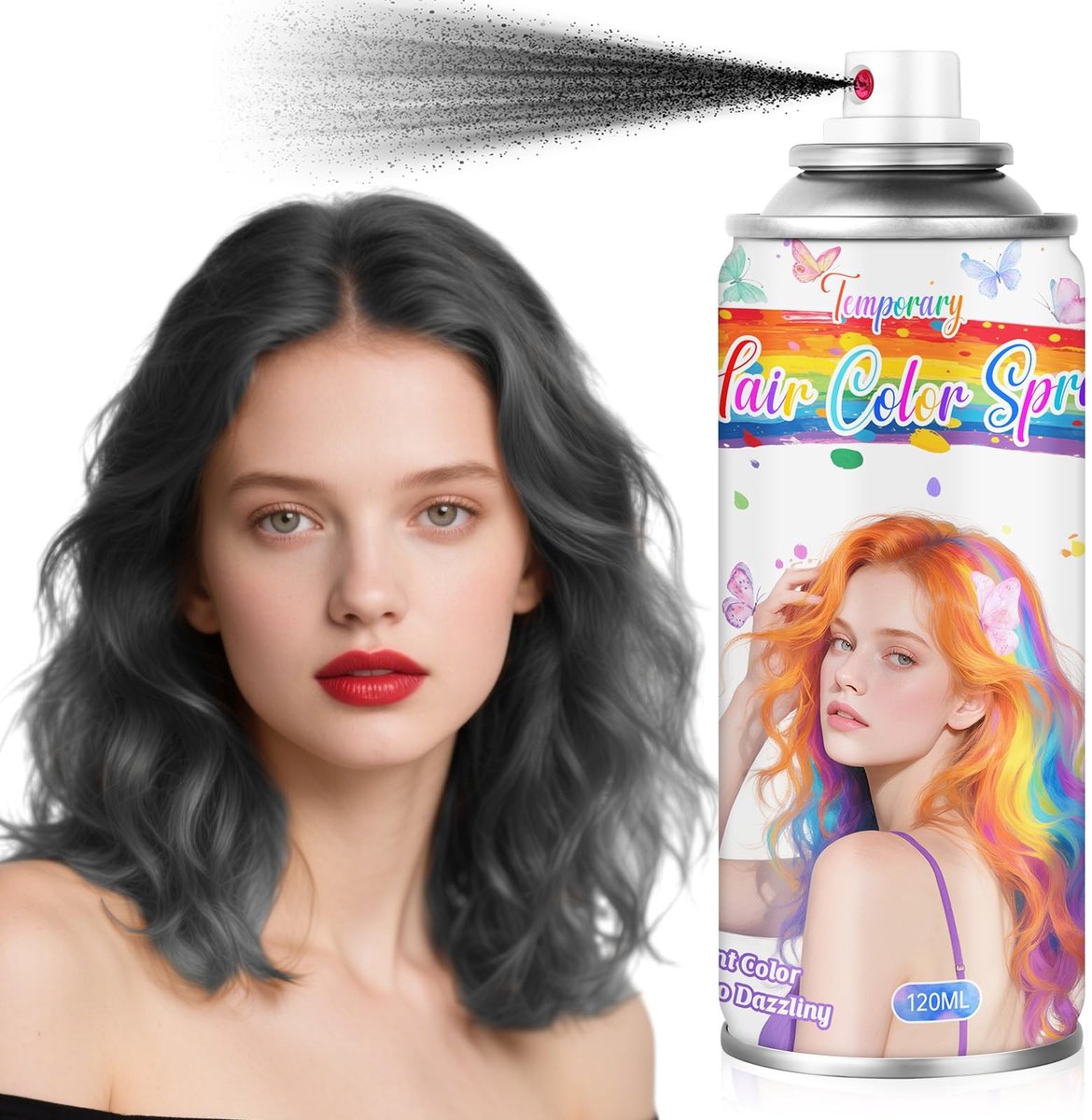 Dailygoods- Haarverfspray Wasbaar - Zwart - Tijdelijk - Niet-klevend - Voor Kinderen/Vrouwen - 120 ml - Haarkleur