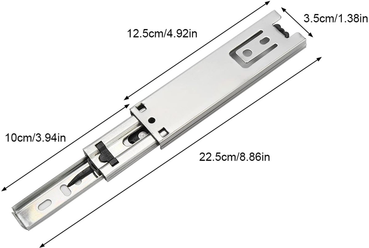 Dailygoods- Ladegeleiders 30,5 cm - Set van 2 - Volledige uitschuifbaarheid - Galvaniseerd staal - Geschikt voor keukenkasten - Eenvoudige installatie - Ladegeleider
