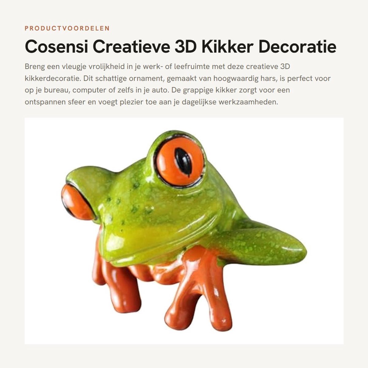 Dailygoods- Kikkerdecoratie Schattige mini-kikker van hoogwaardig hars - Decoratie woonkam