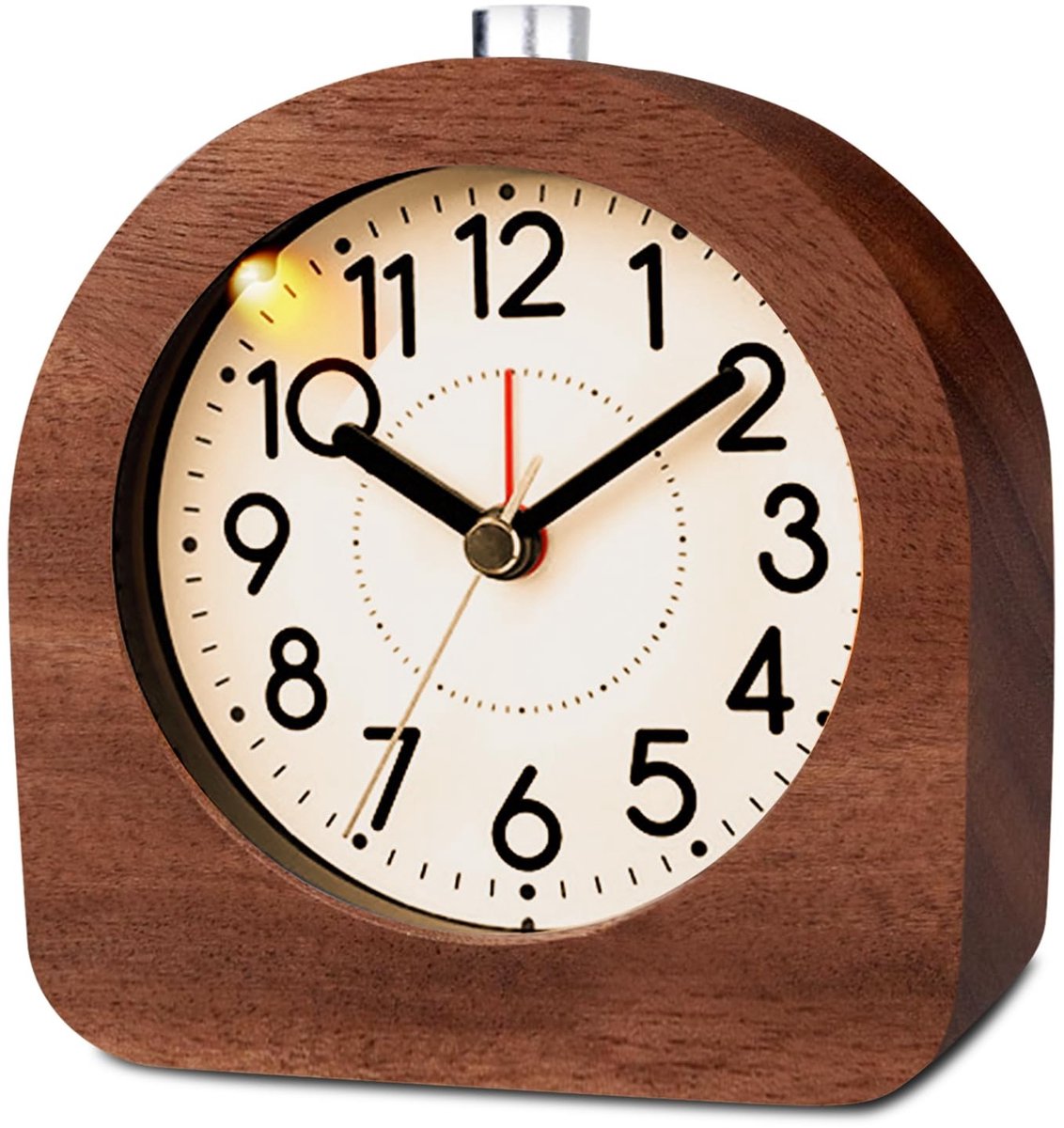 Dailygoods - Houten Analoge Wekker zonder Tikken met Nachtlampje