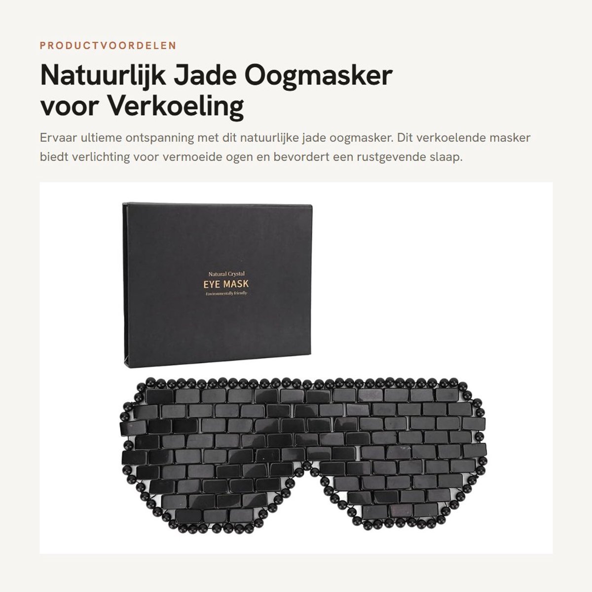 Dailygoods- Oogmasker Verkoelend - Slaapmasker - Oogverzorging - Jade - Ontspanning - Koud/warm Gebruik