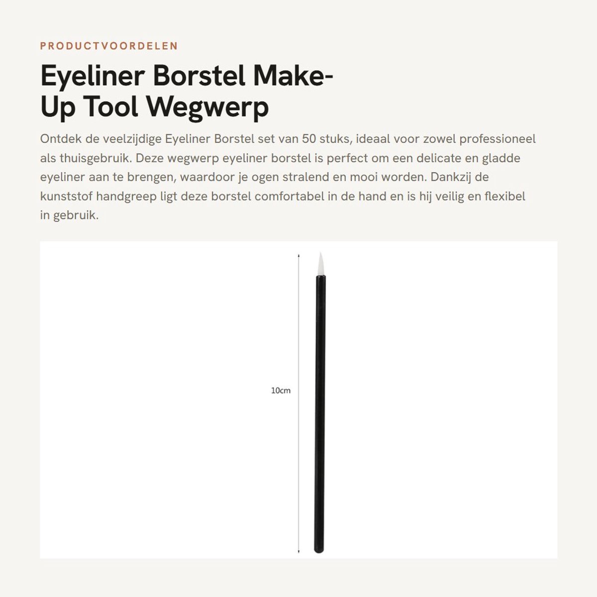 Dailygoods- Eyeliner Borstel - 50 stuks/set - Make-up Tool - Wegwerp Applicator - Professioneel Gebruik - Kunststof Handgreep - Zachte Vezels - Make-upborstel