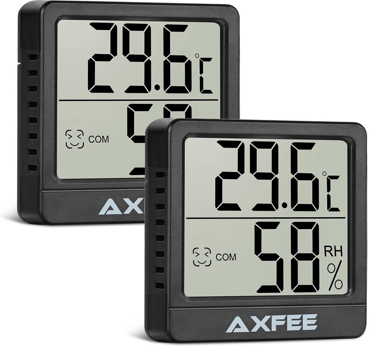 Dailygoods - Mini LCD-thermometer - Draadloos - Betrouwbare nauwkeurigheid - Zwart - Hygrometer - Ideaal voor babykamer en kantoor - 2 stuks