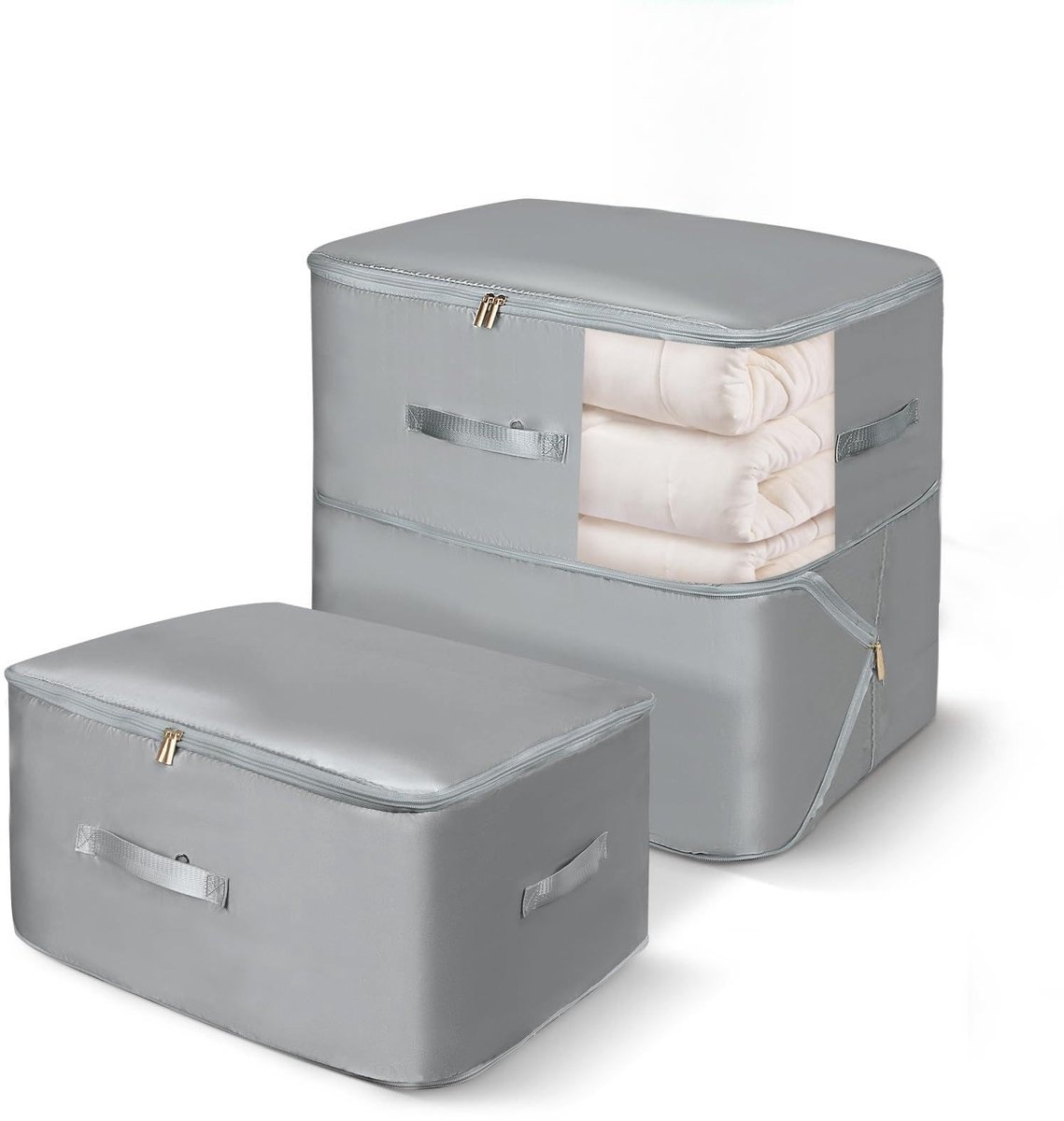 Dailygoods- Opbergzakken met Rits - Opbergzakken voor Kleding - Opbergzakken voor Dekbedden - Opbergtas - Set van 2 - Grijs - Opbergtassen