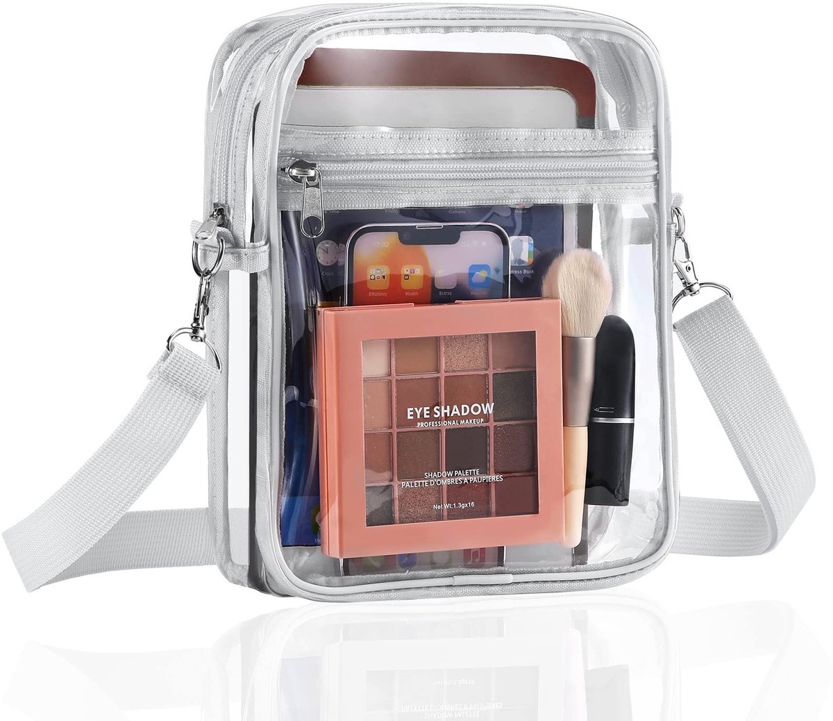 Dailygoods- Crossbody Tas Doorzichtig - Verstelbare Schoudertas - Lichtgewicht Waterdicht - 2 Ritsvakken - Geschikt voor Concerten/Festivals - Doorzichtige Tas