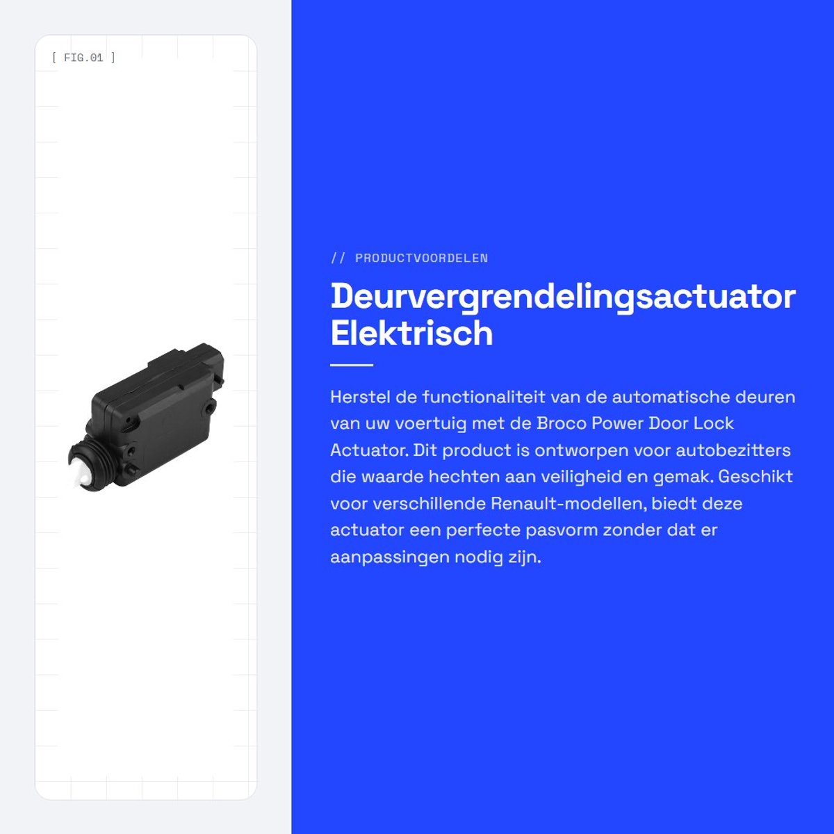 Dailygoods - Deurvergrendelingsactuator - Elektrisch - Passagiers- of bestuurderszijde - Motor - Compatibel met specifieke modellen - 2 pin - Megane S...