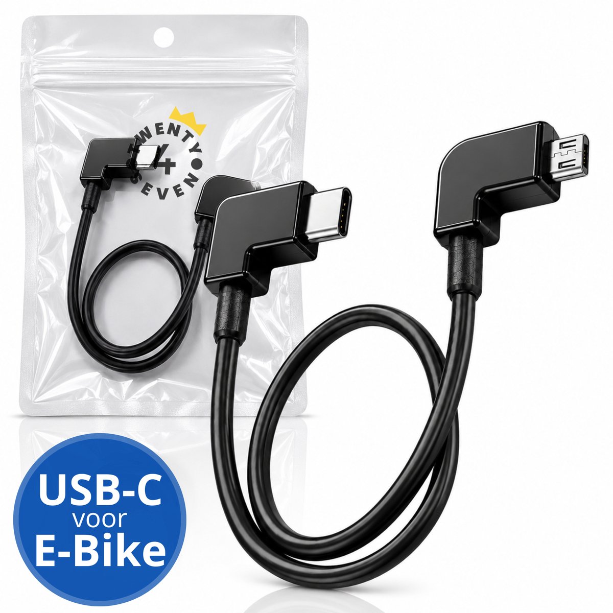 Twenty4seven® E-Bike Oplaadkabel - 50CM - Oplader Smartphone - USB-C Male naar USB 3.0 Micro Male