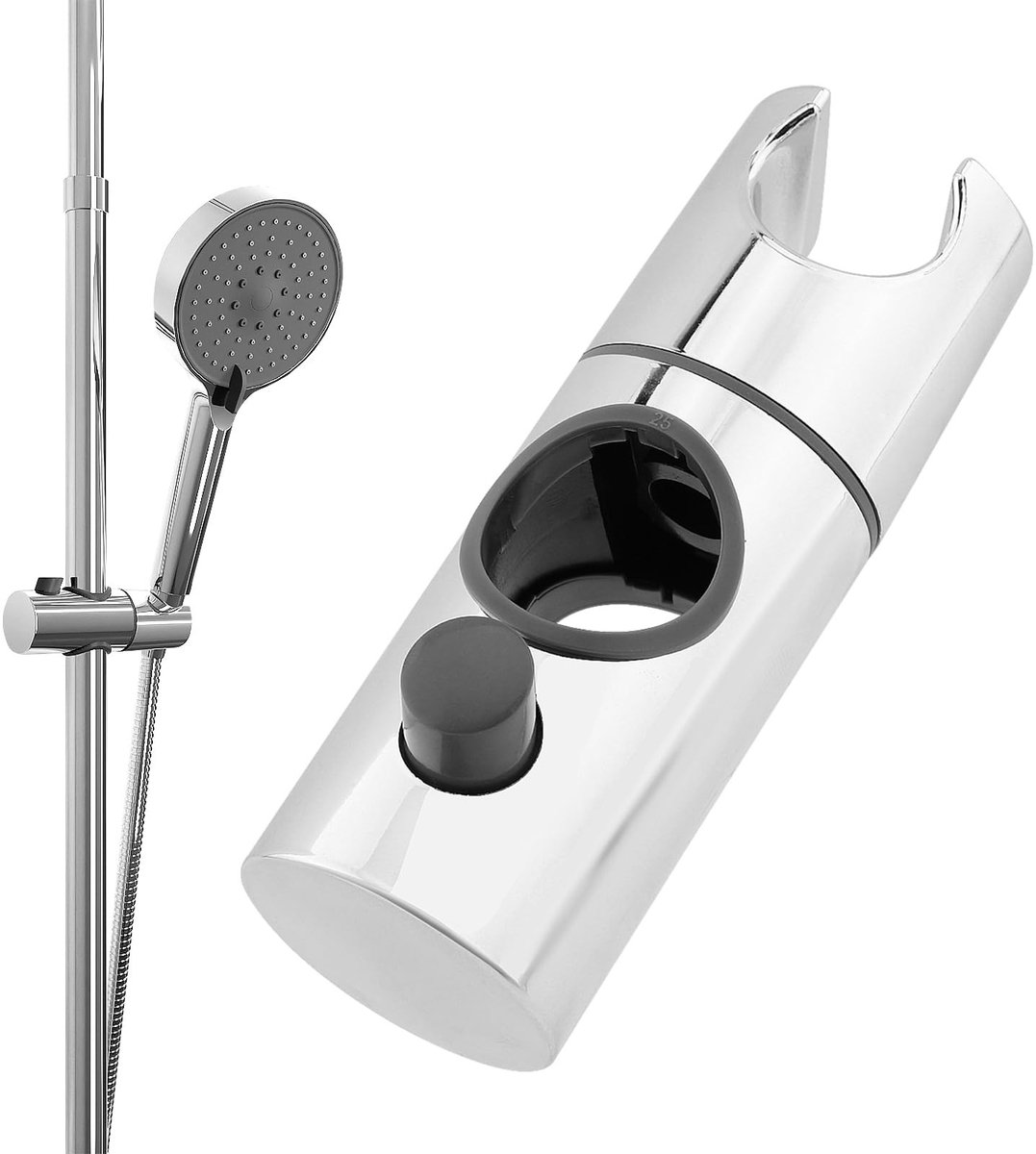 Dailygoods- Douchehouder 360° Rotatie - Verstelbaar - Douchestang - Douchekop Houder - Geschikt voor 25 mm - Duurzaam ABS Kunststof - Douchekophouder