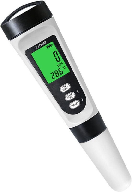 2-in-1 Zwembadtester - Chloor Meter & temperatuur - Watertester - Digitaal - voor drinkwater, aquarium, zwembad & jacuzzi
