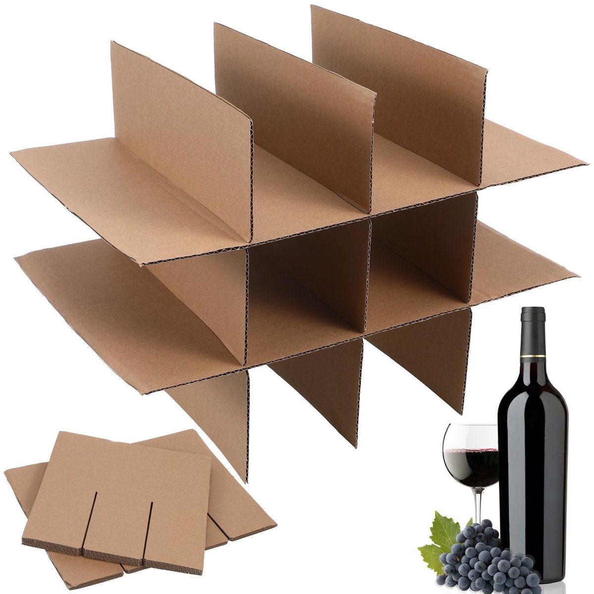 Dailygoods- Scheidingswanden 5 Stuks - Kartonnen Verpakking - Glazen Inzetstukken - Verhuisdozen - Opslag - Flexibel Ontwerp 38 x 28 x 0,5 cm