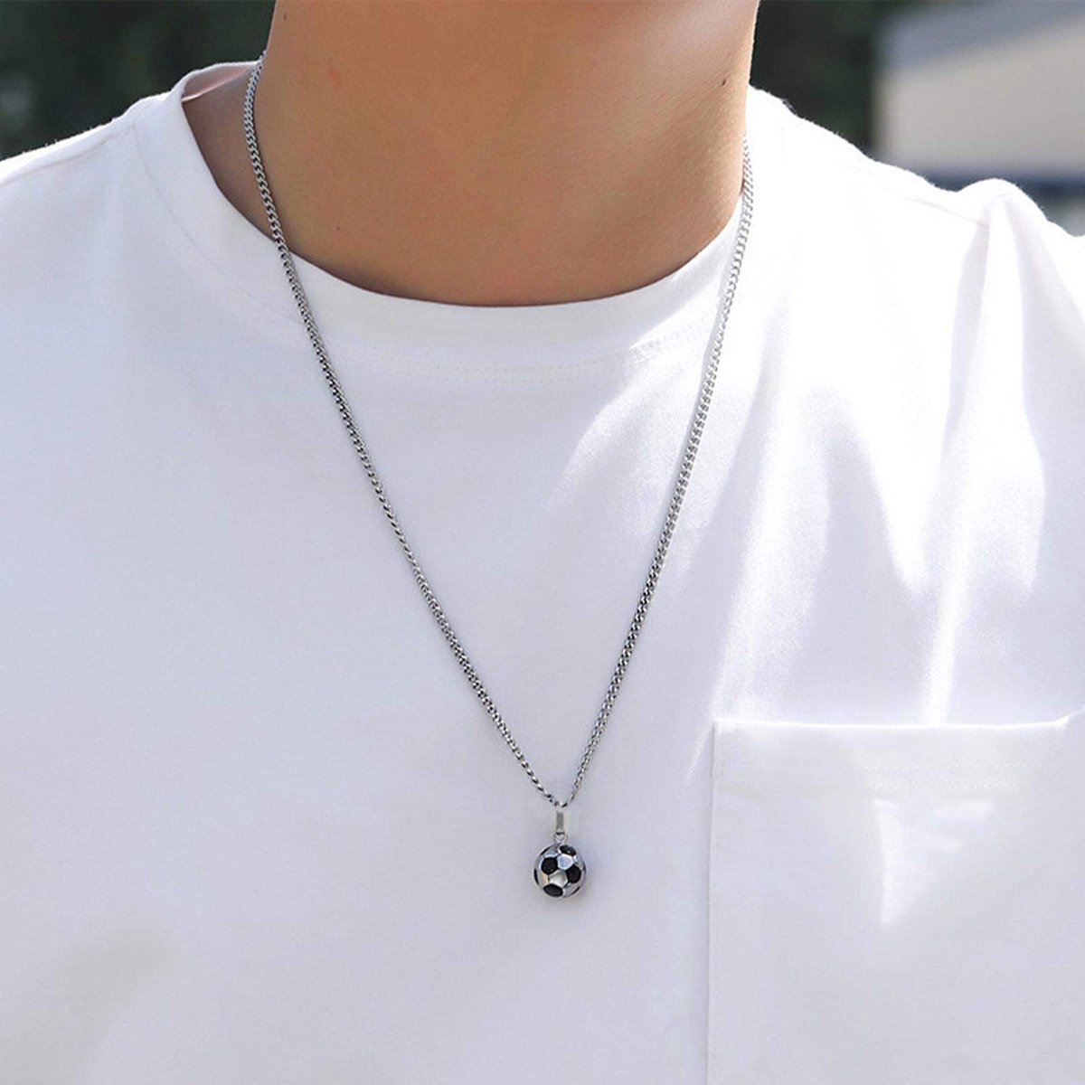 Dailygoods - Roestvrijstalen Voetbalbedel Ketting voor Sportliefhebbers