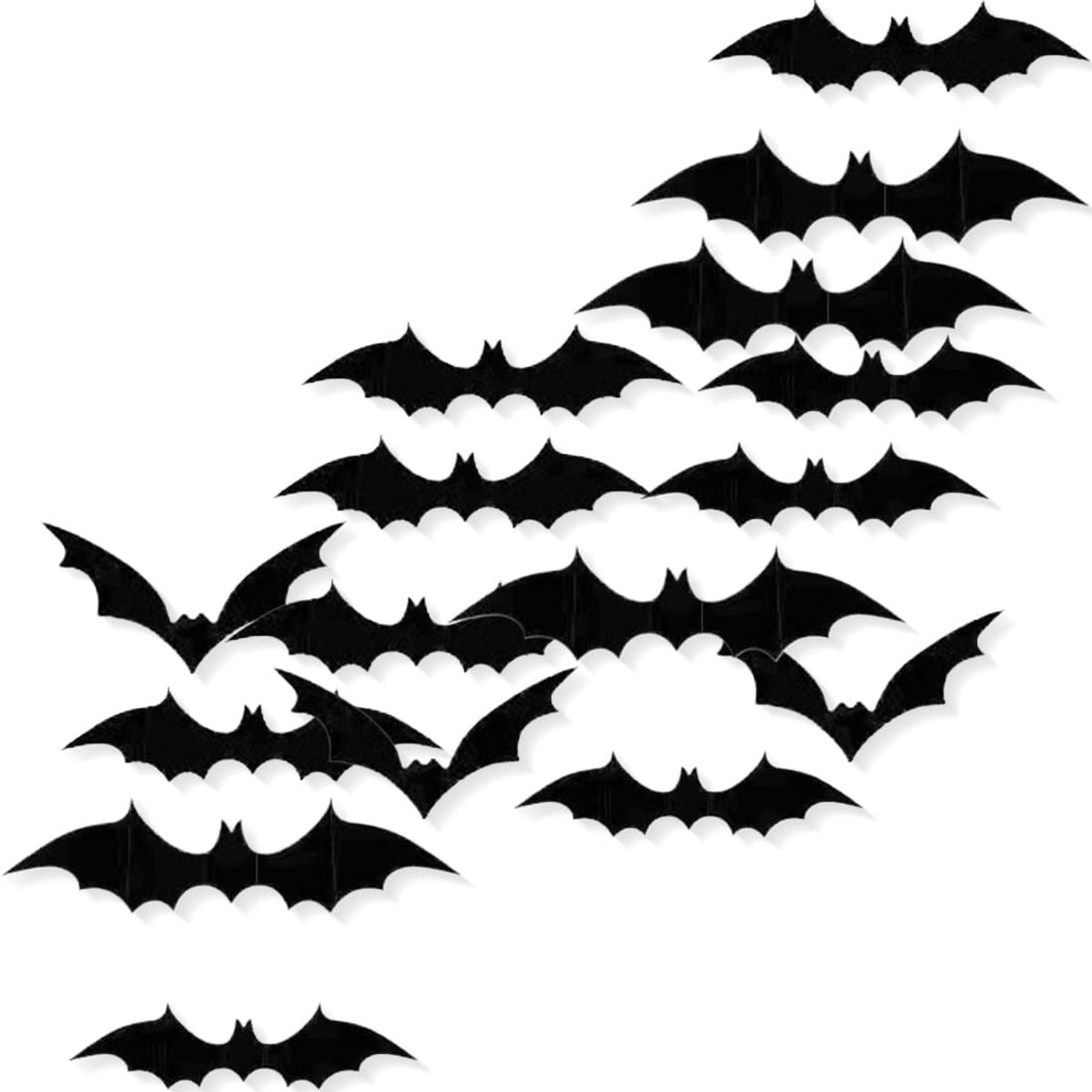 Dailygoods- Bats Decoraties 60 Stuks - 3D Stickers - Halloween Versiering - Muur/raam Decoratie - Herbruikbaar - Realistisch Uiterlijk - Halloween Decor
