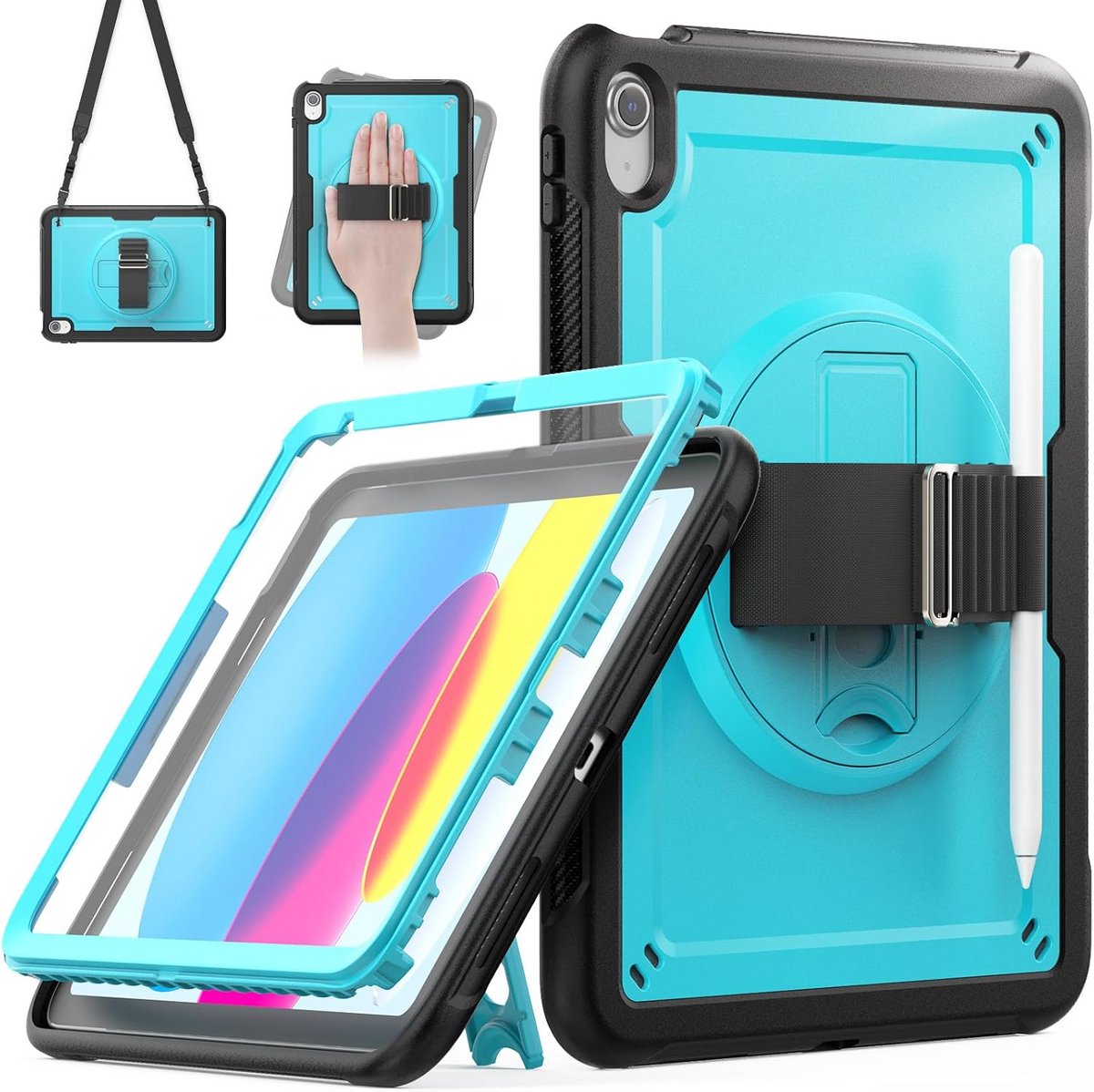 Tablet Hoes - Beschermhoes iPad - Veilig Gebruik - 360 Graden Standaard - 10.9 Inch - Hemelsblauw