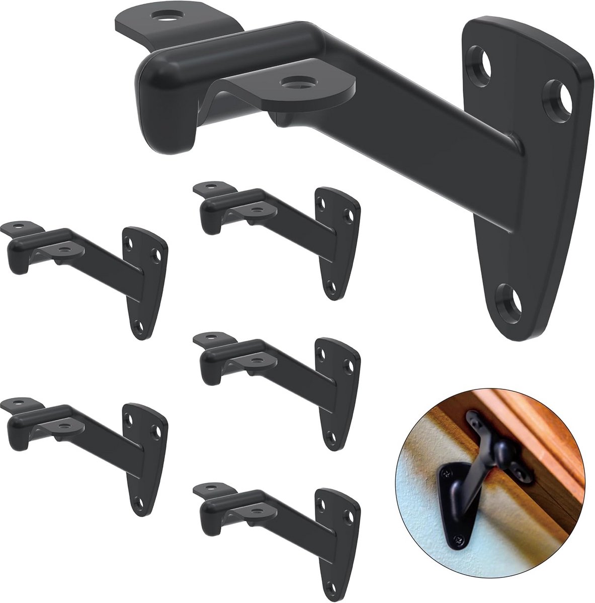 Handgreep Beugels - Trapleuning Ondersteuning - Veilige Trappen - Stevige Montage - 6 Stuks - Zwart