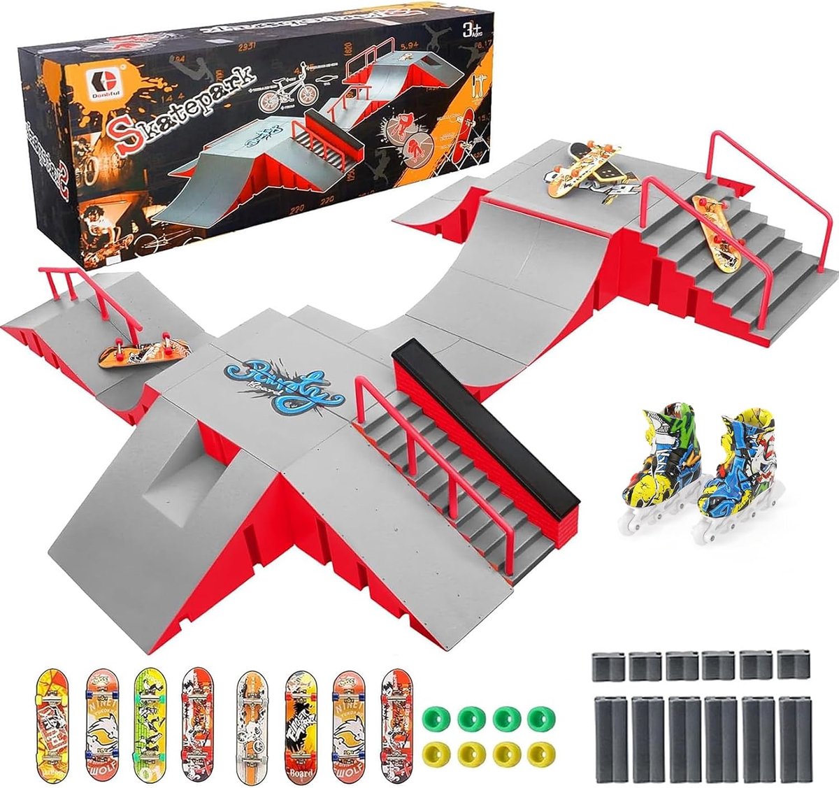 Vinger Skateboard Park Mini Skatepark Creatief Spelen 14-in-1 Combinaties 44 cm Pakket